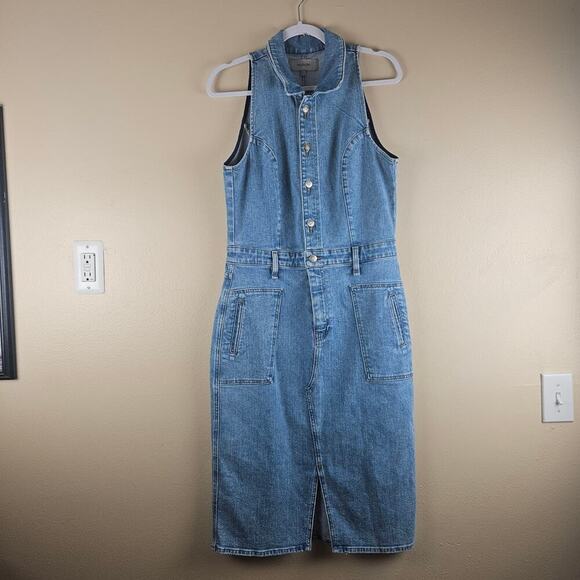 Hudson Halter Utility Denim Dress Size Large - Picture 2 of 9